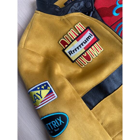 RARE! Custom Rumi Yellow Leather Cosplay Suede and Leather Jacket - Size L - Picture 11 of 12